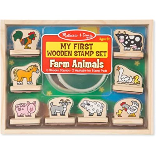 Melissa & Doug My First Wooden Stamp Set - Farm Animals - Art Projects, With Washable Ink, Farm Themed Wooden Stamps For Kids Ages 4+
