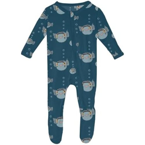 KicKee Print Footies with Zipper, Super Soft One-Piece Jammies in Our Nautical Mini Seasonal Prints