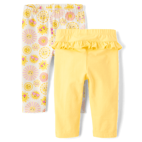Baby Girls Sun Ruffle Leggings 2-Pack - White
