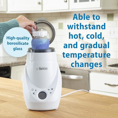 Dr. Brown's Natural Flow Anti-Colic Options+ Wide-Neck Glass Baby Bottles 5 oz/150 mL, with Level 1 Slow Flow Nipple, 3 Pack, 0m+