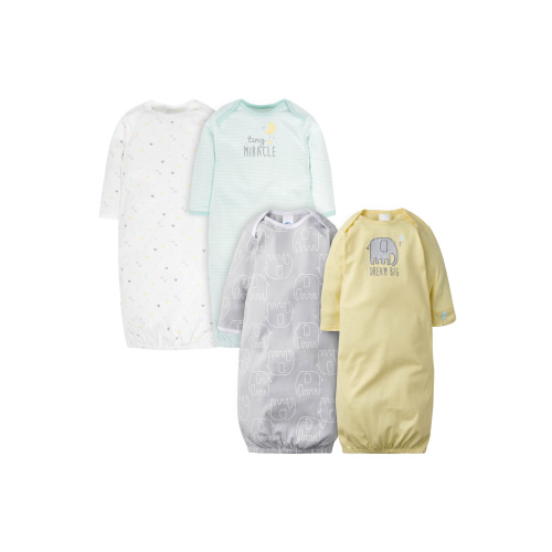 Gerber Baby Boy or Girl Gender Neutral Long Sleeve Gowns, 4-Pack, Preemie - 0/6 Months