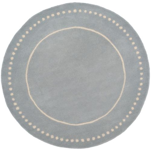 Bella Light Blue/Ivory 5 ft. x 5 ft. Round Border Area Rug