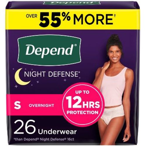 Depend Night Defense Adult Incontinence Underwear for Women - Overnight Absorbency - S - Blush - 16ct