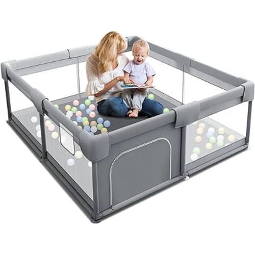 Baby PlayPens for Babies and Toddlers, 50 x 50 inch Baby Fence Playards, Safe & Sturdy Play Yard with Gate for Indoor & Outdoor