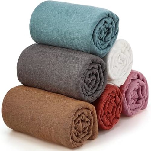 47 x 47 Inches Muslin Swaddle Blankets Cotton Newborn Receiving Blankets Breathable Colorful Baby Swaddle Soft Baby Registry Essentials Gift for Unisex Boy Girl(Solid Colors)