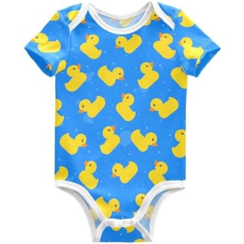 Cute Ducks Hats Baby Short Sleeve Bodysuits Romper Unisex Infant Outfit Wrapping Clothes for Boy Girl kids 3M