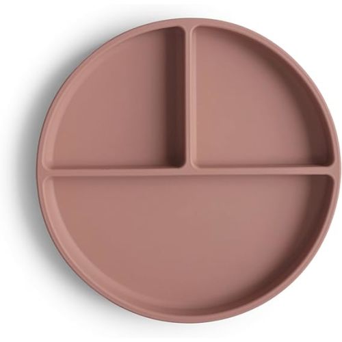 mushie Silicone Suction Plate | BPA-Free Non-Slip Design (Cloudy Mauve)