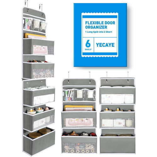 Yecaye 6-Shelf Over the Door Organizer, Door Hanging Storage, Gray