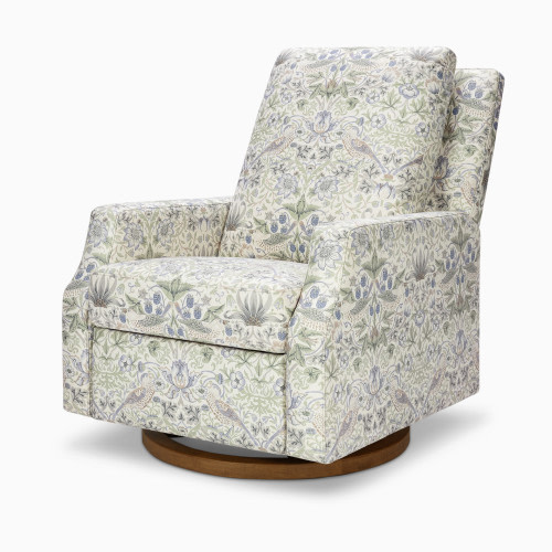 Namesake Morris & Co. x Namesake Crewe Recliner and Swivel Glider - Strawberry Thief In Fig & Thyme Performance Eco-Weave
