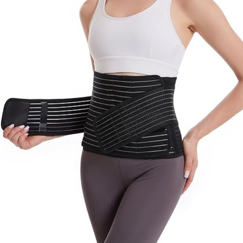 Paskyee Postpartum Belly Band, Abdominal Binder Post Surgery Belly Wrap, C Section Recovery Must Haves, Girdle for Postnatal Care, Waist/Pelvis Belt for Back Pain Relief Black L/XL