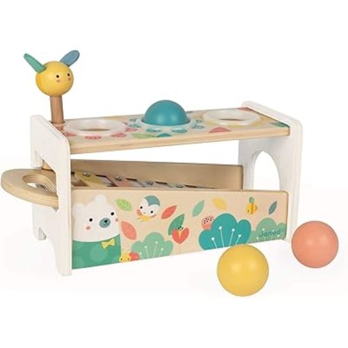 Janod Pure Tap Tap Xylophone Pure 2-in-1 Early Learning Toy - Ages 12 Months+ - J05155