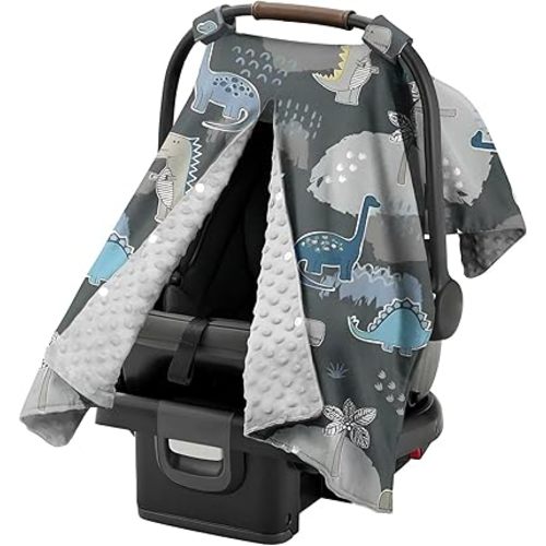 Carseat Covers Baby Boy, Car Seat Cover Baby, Dinosaur Minky Infant Car Seat Covers, Washable Breathable Stroller Cover Nursing Cover, Newborn Shower Gift, 30" x 40"