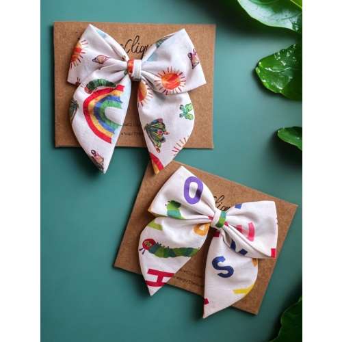 Eric CARLE,The hungry caterpillar,first birthday theme,first birthday bows, Eric carle hair bows, character hair bows, elementary hair bows