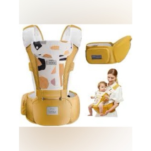Bebear Mustard Yellow Infant/Hip seat with Patterned Panel like new!