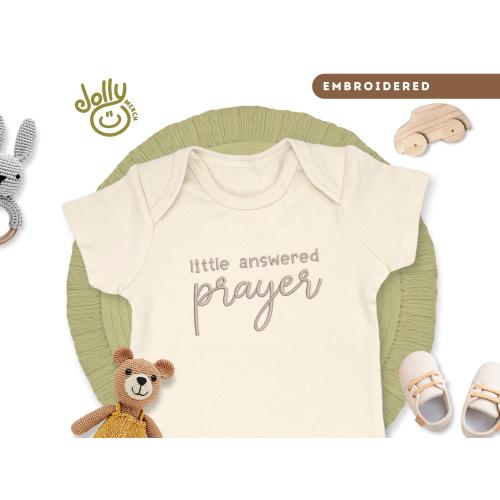 Embroidered ONESIES® Brand Baby Bodysuit, Little Answered Prayer Design, Perfect for Pregnancy Announcement, Baby Showers, and Newborn Gifts