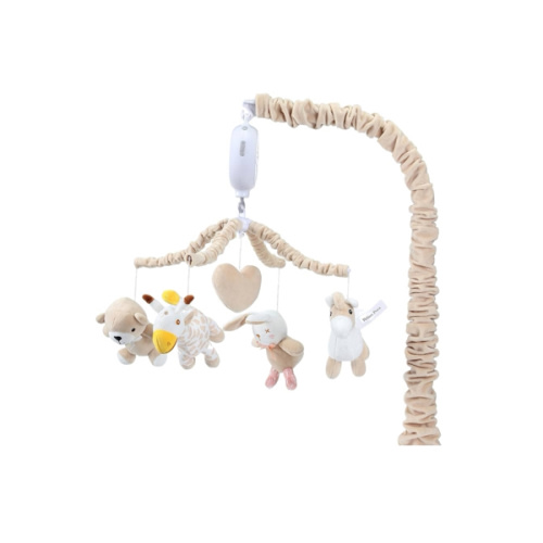 Musical Crib Mobile with 12 Lullabies, Rotating Arm and Detachable Plush Toys, Unisex Clip On Mobile for Standard Cribs, Baby Safe Materials for Sensory Development & Early Growth