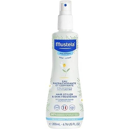 Mustela Baby Hair Styler & Skin Freshener - with Natural Avocado & Chamomile Water - Vegan & Hypoallergenic - 6.76 fl. oz.