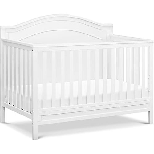Davinci Charlie 4-in-1 Convertible Crib - GREENGUARD Gold Certified - Converts from Baby Crib to Toddler Bed, Daybed, and Full-Size Bed Effortlessly - 4 Adjustable Heights - Wooden White Baby Bed