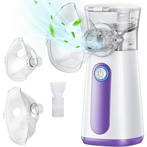 Compact Portable Nebulizer, Mesh Nebulizer, Auto-Cleaning Handheld Nebulizer, Two Ways to Use for Adults and Children with Respiratory Problems, for Home, Office, Outdoor
