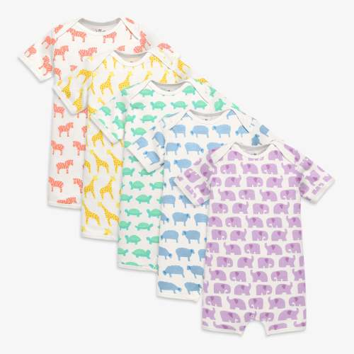 Animal friends organic babysuit shortie 5-pack gift set | Primary.com