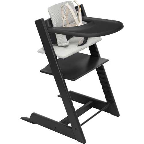 Stokke Tripp Trapp High Chair2 and Cushion with Stokke Tray - Black / Nordic Grey