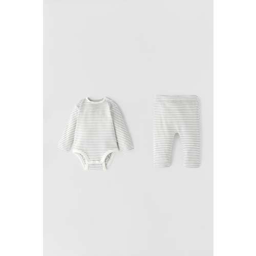 BABY/ HAT AND BIB SETPACK OF RIB STRIPED BODYSUIT AND LEGGINGSPLAIN BANDANA TEXTURED BIB