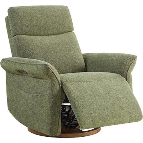 CHITA Power Recliner Chair, Electric Triple-Motor Swivel Glider Nursery Rocking Chair with Adjustable Power Headrest and Lumbar Support, GREENGARD Gold Certified, Solid Wood Base, Forest Green