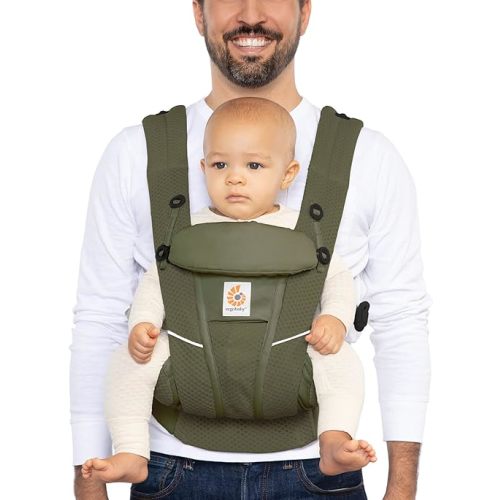 Ergobaby All Carry Positions Breathable Mesh Baby Carrier with Enhanced Lumbar Support & Airflow (7-45 Lb), Omni Breeze, Olive Green