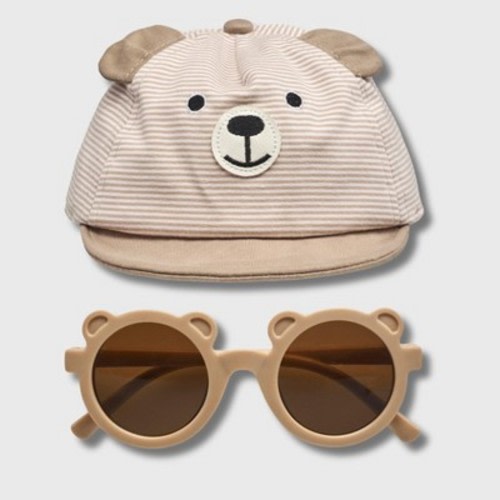Wander & Dream Infant Bear Hat & Sunglasses Set for Boys & Girls  in Tan