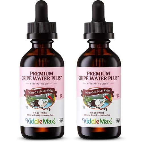 Maxi Health Homeopathic Gripe Water for Baby's - Infant Colic, Hiccup, Gas Relief | Premium Herbal Fast Acting Drops (Unflavored 59 mL (Pack of 2))