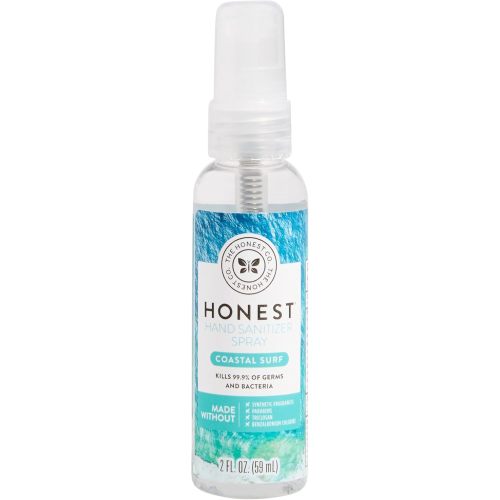 The Honest Company Plant-Based Hand Sanitizer Spray Kills 99.9% of Germs Hypoallergenic, Quick-drying and Moisturizing, Coastal Surf 2 fl oz
