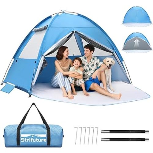 Beach Tent - Beach Tent Sun Shelter with UPF 50+ UV Protection, Large Ventilated Space, Quick Setup, Collapsible Outdoor Tent for Family Beach Trips, Picnics & Camping