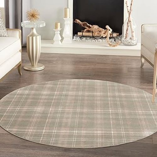Nourison Grafix Olive 8' x Round Area Rug - Easy Cleaning, Non Shedding, Bed Room, Living Room, Dining Room, Kitchen (8' x Round)