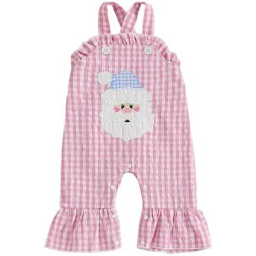 My First Christmas Baby Girl Outfit Newborn Santa Romper Ruffle Jumpsuit Overalls Cute One Piece Christmas Clothes