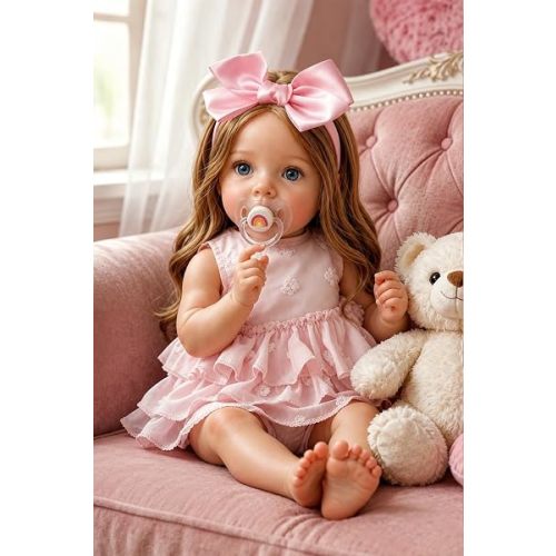 Reborn Baby Dolls Girl - 20 Inch Realistic Baby Doll Lifelike Newborn Real Life Baby Dolls with Soft Vinyl Body & Toy Accessories, Gift for Kids Age 3+