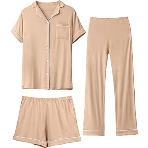 Rnxrbb 3 PCS Women Maternity Pajamas Set Nursing Postpartum Breastfeeding Pjs Sleepwear Lounger Clothes Button Down