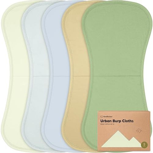 Organic Burp Cloths for Baby Boys and Girls - 5-Pack Super Absorbent Burping Cloth, Burp Clothes, Soft & Plush, Newborn Milk Spit Up Rags, Burpy Cloth Bib for Unisex, Burping Rags (Dew)