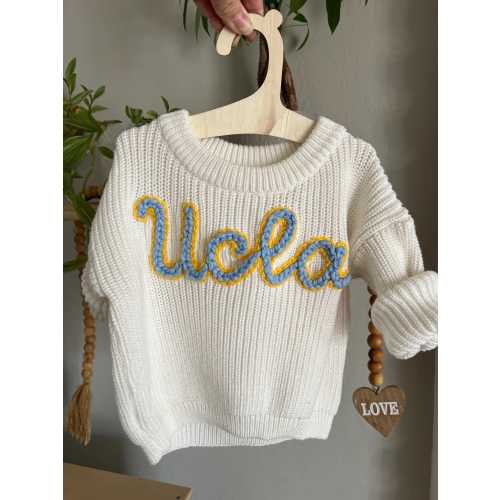 Custom Baby Sweater, Hand Embroidered Toddler Outfit, UCLA Sports, Football, College, Custom Baby Gift | SKOL Vikings | USC asu psu