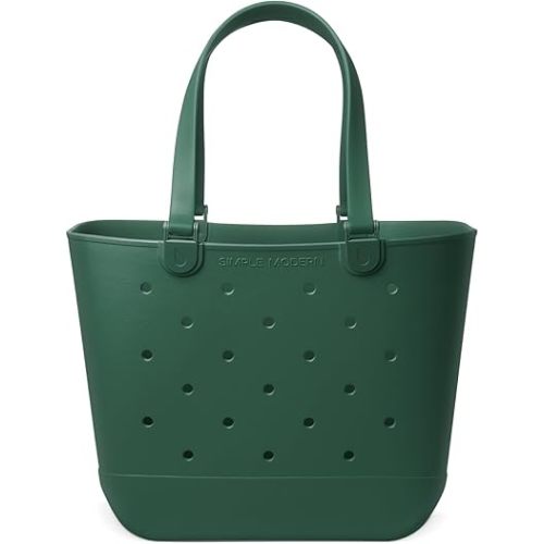 Simple Modern Extra-Large Beach Bag | Waterproof Rubber Tote with Zipper Pocket for Travel, Pool, Boat, Groceries, Sports | Getaway Bag Collection | Forest
