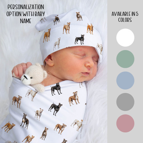 Pit Bull Baby Swaddle Blanket, Pitbull Baby Blanket, American Bully Dog Baby Gift, Pittie Crib Bedding, Baby Boy Bedding, Pit Bull Baby Gift