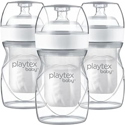 Playtex Baby Anti-Colic Nurser Bottle with Pre-Sterilized Disposable Drop-Ins Liners, Closer to Breastfeeding, 4 Oz Bottles, 3 Count