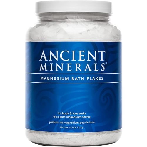 Ancient Minerals Magnesium Bath Flakes - Bathing Alternative to Epsom Salt - Soak in Natural Salts - High-Absorption Efficiency for Relaxation, Wellness & Muscle Relief (4 .4 lb)