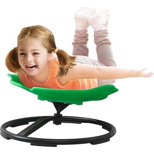 Sensory Spinning Chair for Kids with Autism & ADHD, Swivel Chair for Indoor/Outdoor Use, Sit and Spin Toys, Fish-Shaped Sensory Chairs for Autistic Children, Training Body Coordination (Green)