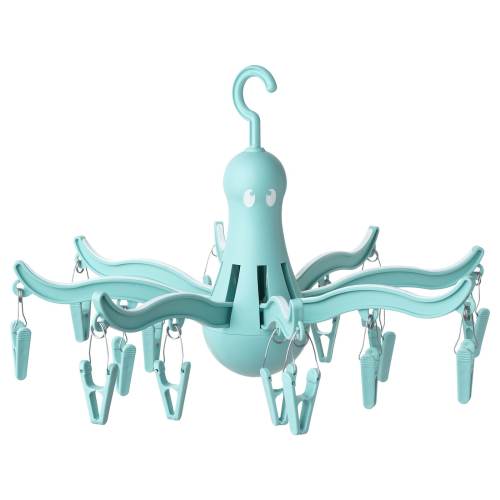 PRESSA Hanging dryer with 16 clothes clips - turquoise