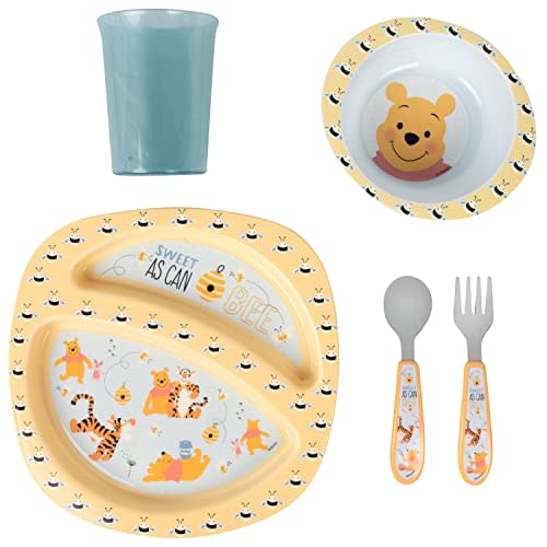 Baby Silicone Tableware Set Kids Infant Cartoon Dining Plate Bowl Dinosaur  Owl Spoon Fork 0-6 Years Old