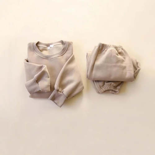 Crewneck Ultra Soft Lounge Set Khaki - Size: 1 yr