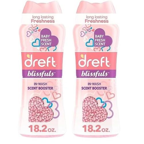 Dreft Blissfuls In-Wash Scent Booster Beads, Baby Fresh Scent, 18.2 oz (Pack of 2)