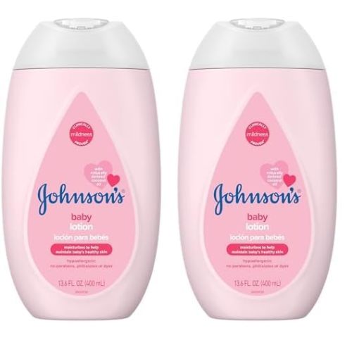 Johnson's Baby Moisturizing Mild Pink Baby Lotion with Coconut Oil for Delicate Baby Skin, Paraben-, Phthalate- & Dye-Free, Hypoallergenic & Dermatologist-Tested, Baby Skin Care, 13.6 Fl. Oz