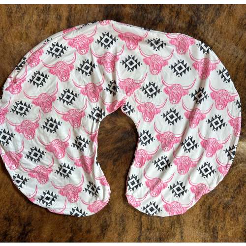 Pink highlander baby boppy pillow cover