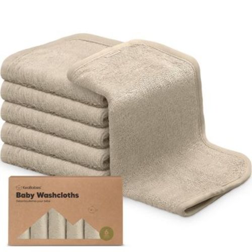 6pk Deluxe Baby Washcloths, Organic And Soft Baby Wash Cloth, Baby Bath Towel, Face Cloths (earth Brown)